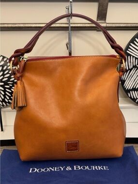 Dooney & Bourke Florentine Twist Strap Tan Leather Hobo Bag